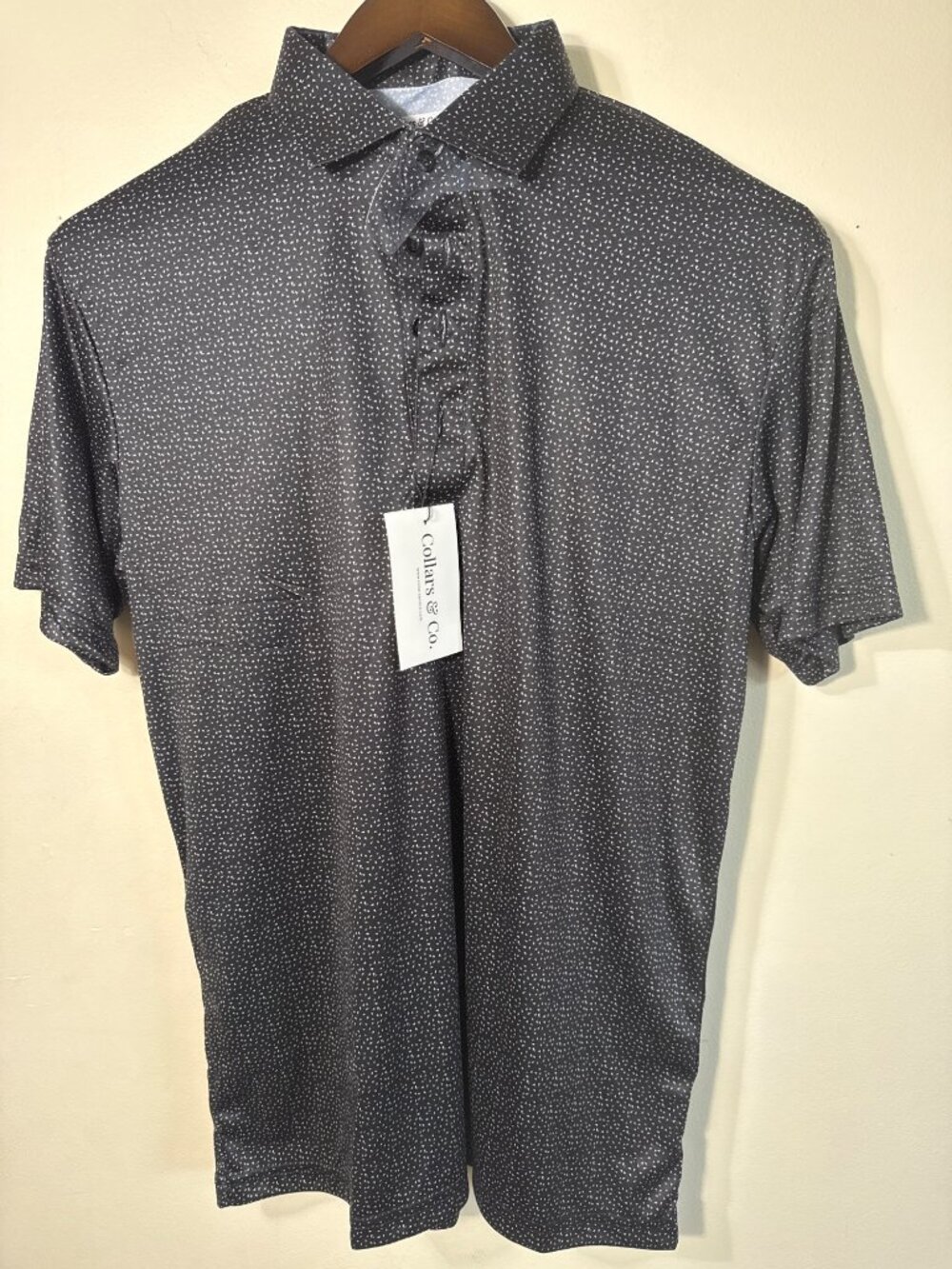 Collars and Co Large Golf preppy polo  Black With White Triangles